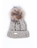 Winter hat with a shimmering thread and cappuccino braids C49 - Online store - Boutique